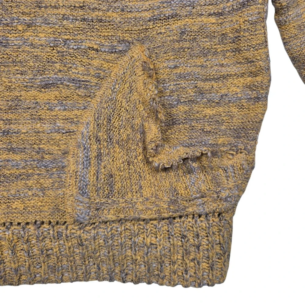 Free People Sweater Womens Small Yellow Marled Knit Cropped Slouchy Pockets Boho